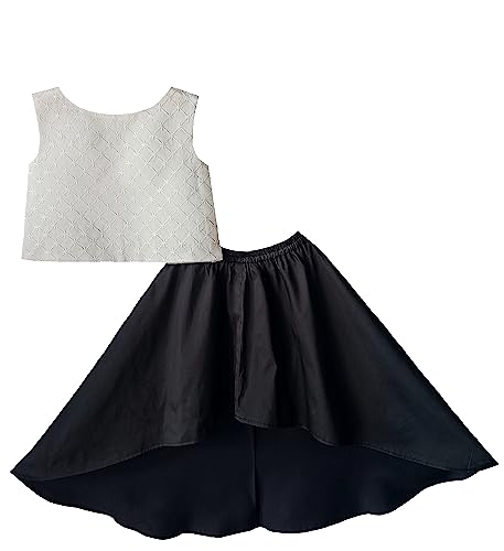 Image of ANNECA FASHION kid's baby girls silk blend Embroidery western Crop top and up down skirts clothing set