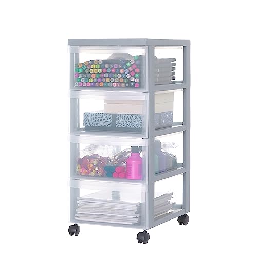 Iris Ohyama Kunststoff-Schubladenbox mit Rollen, 4 flachen Schubladen, Grau, Griffe zum Ziehen, Für Schlafzimmer, Bad, Schule & Büro, BPA-frei, Schubladenschrank, Rollcontainer, A4 Drawer, DC-004 Iris Ohyama Kunststoff-Schubladenbox mit Rollen, 4 flachen Schubladen, Grau, Griffe zum Ziehen, Für Schlafzimmer, Bad, Schule & Büro, BPA-frei, Schubladenschrank, Rollcontainer, A4 Drawer, DC-004