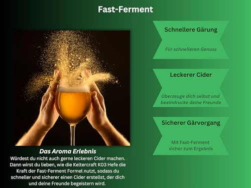 Keltercraft K03 Cider Hefe [4x 10g: Für 100L Apfelwein] Trockenhefe Weinhefe Reinzuchthefe