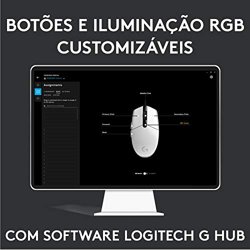 Mouse Gamer Logitech G203 LIGHTSYNC RGB, Efeito de Ondas de Cores, 6 Botões Programáveis e Até 8.000 DPI - Preto glide