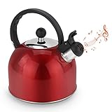 Mango de silicona anticalor Rossetto-Tetera clásica para induccion,hervidor de agua gas,INOX premier, 2.5 L, rojo,con silbato,mango antiquemaduras,aptas para todo tipo de fuegos