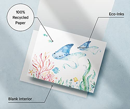 Image of Twigs Paper Sea Life Wonders Thank You Cards, 12 Ocean Note Cards