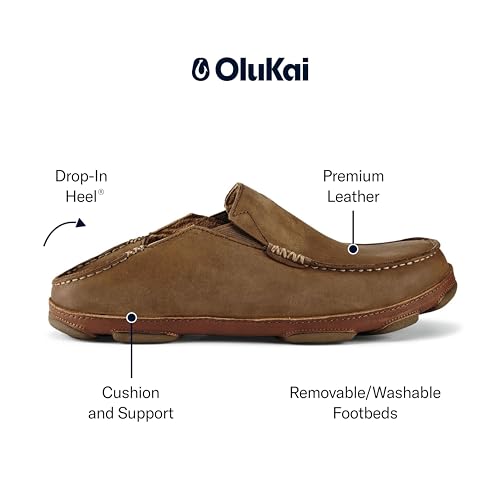 Image of OLUKAI Moloa Men's Premium Leather Shoes, Easy Slip On & Off Design, Casual & Versatile Loafer, Drop-in Heel & Enhanced Traction