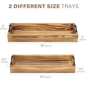 LotFancy Wooden Decorative Tray, Set of 2, Brown Long Rustic Centerpiece Tray for Dining Room, Coffee Table Décor, Rectangle Farmhouse Tray with Handles, Candle Holder Ottoman Tray LotFancy Wooden Decorative Tray Set of 2 Brown Long Rustic Centerpiece Tray for Dining Room Coffee Table Decor Rectangle Farmhouse Tray with Handles Candle Holder Ottoman Tray