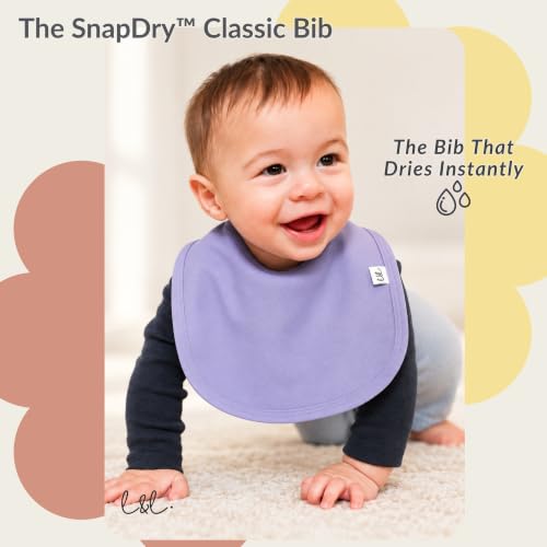 Image of Leya & Lior SnapDry 3-Pack Classic Bibs for Babies - Instant-Dry Absorbent Drool Bibs for Boys & Girls