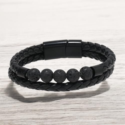 Image of Nakabh Titanium Steel Vegan Leather Micro Insert Bracelet for Men & Boys