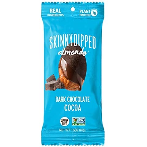 SKINNYDIPPED Dark Chocolate Cocoa Covered Almonds, 1.5 Oz Bag, 10 Count Cover