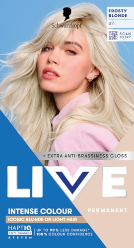 Schwarzkopf LIVE Intense Colour B11 Frosty Blonde Long-lasting Permanent Blonde Hair Dye For Lighter Hair With Extra No-Brassiness Gloss