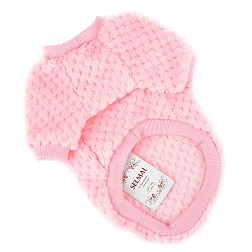 SELMAI Pullover für Kleine Hunde Mittelgroße Weich Warm Flauschiger Kleider Welpe Chihuahua Mantel Dackel Plüsch Kleidung Katzen Haustiere Tägliche Tragen Winddichtes Kaltes Wetter Winter Rosa M