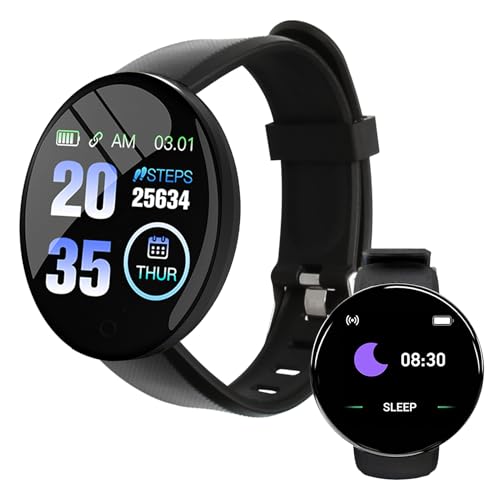 Knocery Reloj Inteligente Hombre Mujer, 1,44' Smartwatch con Llamadas, Impermeable IP67 Reloj Deportivo, D18 Smart Watch con Podómetro Pulsómetro SpO2 Monitor de Sueño, 115+ Modos Deportes