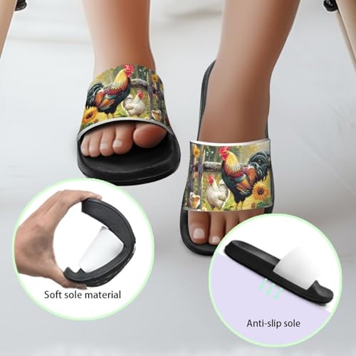 Image of Unisex Slides for Girls Boys Comfortable Slippers Slides Non-slip Shower Shoes House Fashion Thick for Indoor & Outdoor Gifts
