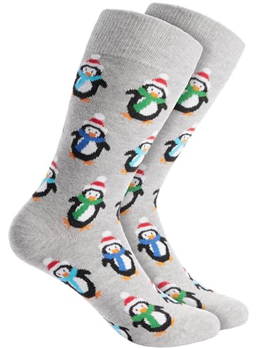 BRUBAKER Chaussettes de Noël pour Femmes et Hommes - Pingouins - Chaussettes en coton Noël - Taille 41-45