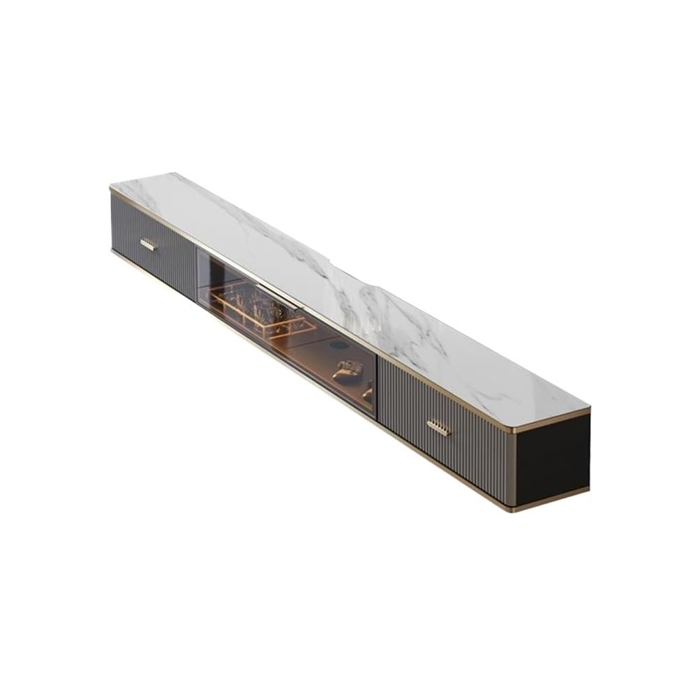 DFGHNBVC Console Floating Tv Stand Cabinet,Wall Mounted Tv Unit,Tv Cabinet With Led In Media Wall Unit Entertainment,White