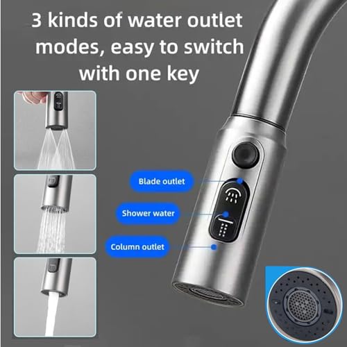 Robinet de cuisine avec douchette extractible et affichage de température LED