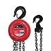 ATE Pro. USA - 1 Ton (2,000 lbs) Capacity Manual Hand Lift Steel Chain Block Hoist with 2 Hooks, Red