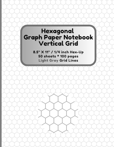 Hexagonal Graph Paper Notebook Vertical Grid: 1/4 Inch (0.25 Inch) Hexagons Layout - Thin Light Gray Hexagonal Grid Paper Design (4x4 Hex-Up) – for Game Maps, 3D Visualization, and Artistic Planning