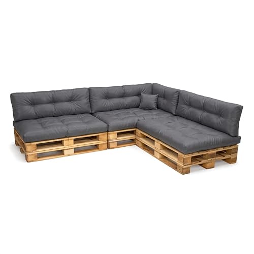 POKAR Set de 8 Coussins pour Palettes Euro Imperméable: 3X Assise 120x80cm + 3X Dossier 120x40cm + 1x Dossier 60x40cm + 1x Coussin 40x40cm, Canapé de Jardin,...