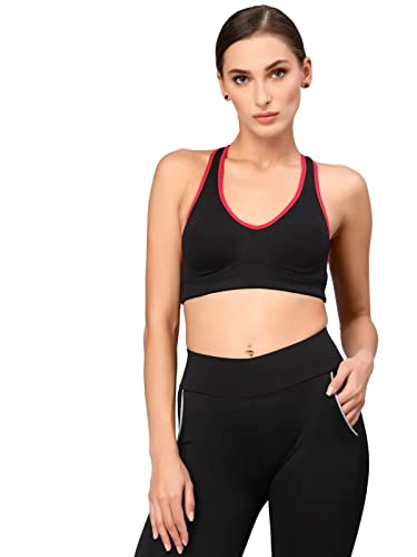 Image of Style Quotient Adults-Women Black Solid Sports Bra