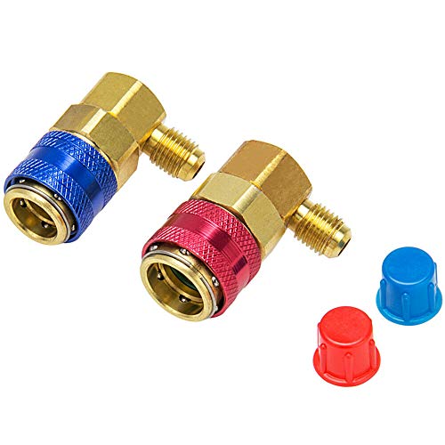 Kit de conversión de manómetro para aire acondicionado AC R134a y R12, adaptador rápido de 90 grados H/L para HVAC miniatura 1