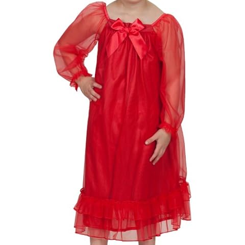 Laura Dare Big Girls Red Bowtastic Nightgown w Matching Scrunchie, 14 Cover