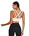 Sports Bras for Women HIigh Support, Criss-Cross Back Padded Strappy High Impact Sports Bras for Women Large Bust(0001_Black+White+Blue_M)