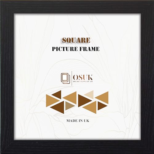 OSUK Modern 13x13 Inch Square Photo Frame Black - Picture Frames With Safe Perspex Front & Wall Hanging Hooks - Wood Effect 13x13" (33 x 33cm) Black Square Frame