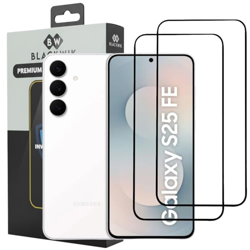 Image of Blackwik Tempered Glass Screen Protector for Samsung S25 FE with Edge-To-Edge Protector Coverage | Easy Installation Kit (Black) (Pack Of 2)