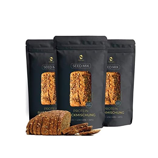 Nutringo Mix Preparazione Pane 3x200g Contenuto 20% di Proteine | 4g. Carboidrati | Nessun Grano di Cereale | Gluten Free | Per Chetogenica, Low Carb e Costituire Massa Magra | Pane Per Diabetici