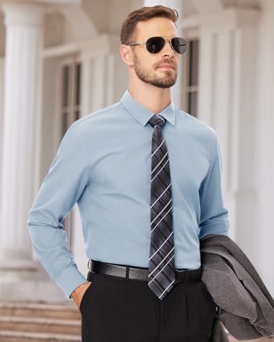 Image of Alimens & Gentle Men's Dress Shirts Long Sleeve Wrinkle Free Stretch Business Casual Wedding Button Down Shirt