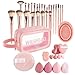 Kit Di 46 Pezzi Per Makeup Con Borsa, 25 Pennelli E Spugnette,kit Pennelli Trucco Professionale Set Completo Per Il Trucco Prima E Dopo, Ideale Per Viaggi, Professionisti E Principianti immagine