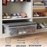 SIDSONS 47L Underbed Storage Box With Lid - Set of 2 Under Bed Space Saver With Wheels - Portable Clothes Organizer - Large Transparent Container - Nestable & Stackable Multipurpose Flat Clear Boxes - Image 6