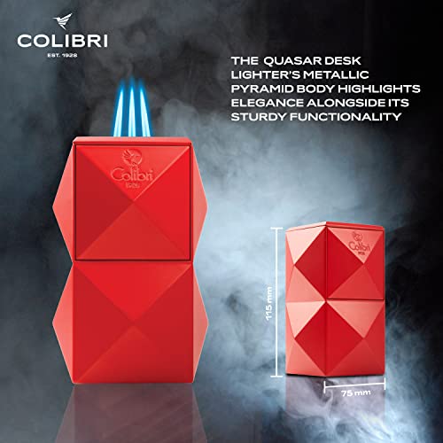 Encendedor de mesa Colibri Quasar Triple Llama Rojo miniatura 3