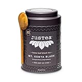 JusTea MT. KENYA BLACK | Loose Leaf Black Tea | Tin with Hand Carved Tea Spoon | 40+ Cups (3.2oz) |