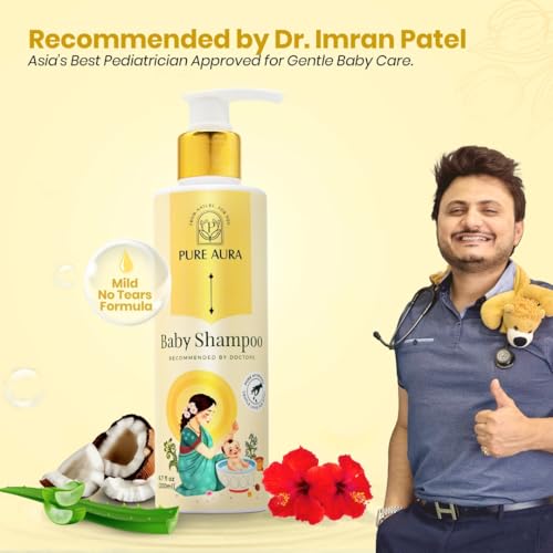 Image of Pure Aura Baby Shampoo (Pack of 2, 200ml) - Ayurvedic, Paraben-Free, Gentle on baby's scalp & hair, safe for newborns & kids, trusted by doctors.