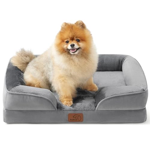 Bedsure Orthopedic Dog Beds for Small Dogs – Washable Small Dog Cat Bed Waterproof, Comfort Pet Couch Sofa with Washable Removable Cover, Pets Bed with Nonskid Bottom, Grey, 24″