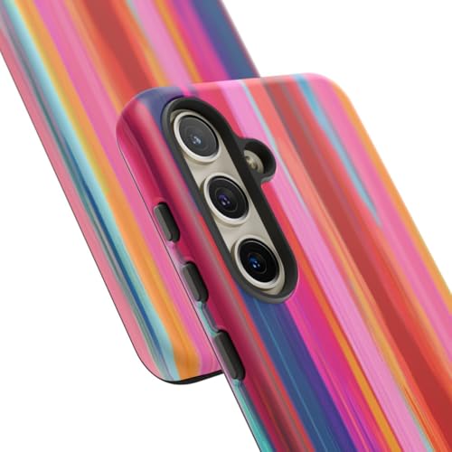 Coque Samsung S24 art abstrait rayures vives rigide mate multicolore