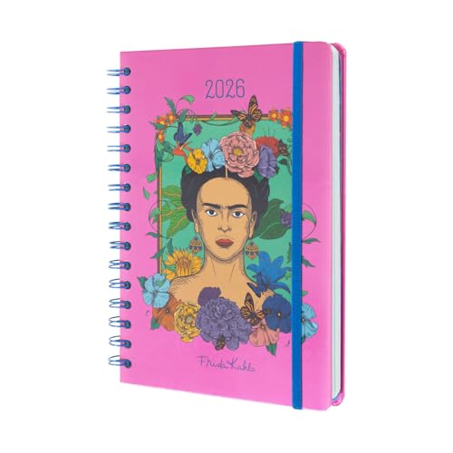 Grupo Erik Agenda 2026 Semana Vista A5 Frida Kahlo - Agenda semanal Anual mujer Con Anillas - Incluye Pegatinas, Marcapáginas, Ilustraciones y Planificador mensual