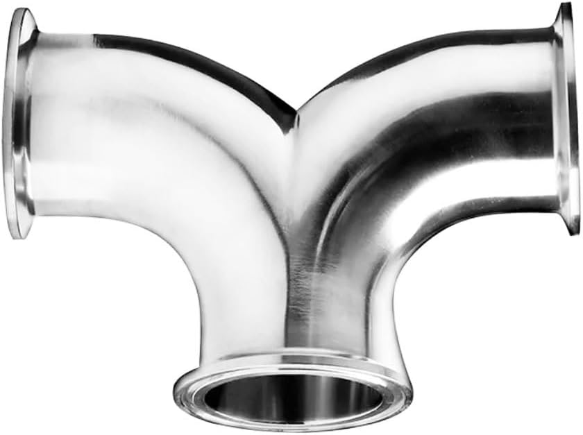 Stainless Steel Cast Pipe Fittings,1PCS 25-6m Pipe OD X1.5-2.5" Tri Clamp Y-Shaped Elbow 3 Way SUS 304 Stainless Sanitary Fitting Homebrew Beer Wine(32mm x Ferrule 50.5)