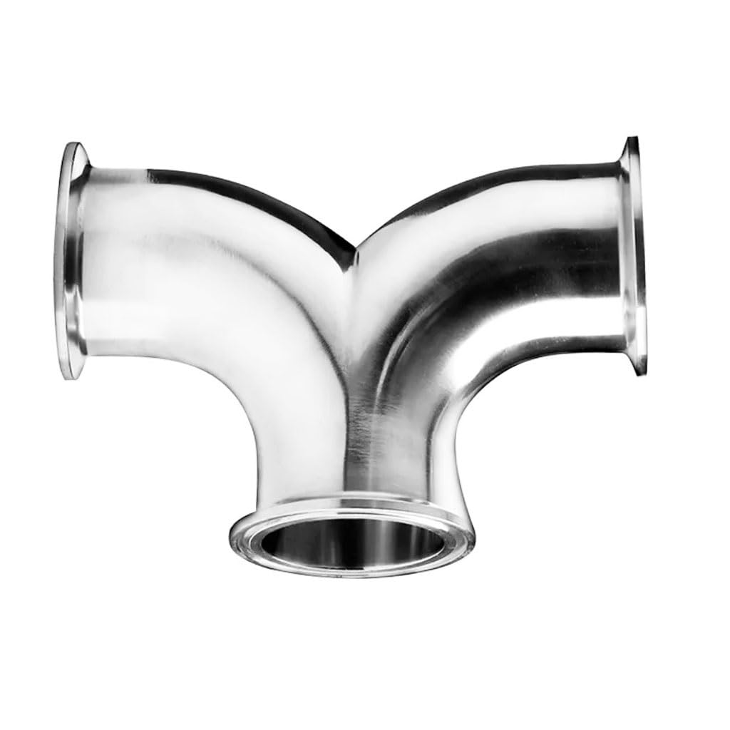 Raccordi Idraulici 1PCS 25-63mm Tubo OD X1.5-2.5 "Tri Morsetto A Forma di Y Gomito 3 Vie SUS 304 in Acciaio Sanitario Raccordo Homebrew Birra Vino(63mm x Ferrule 77.5)