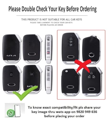 Image of JVCV Soft TPU Transparent Black Key Cover Compatible with Kia Seltos 2023 Facelift HTX Carens X Line Clavis EV 3 /4 Button Smart Key (with Keychain - Style A)