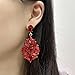 Big Rhinestone Dangle Drop Earrings for Women Shiny Long Crystal Cluster Chandelier Teardrop Statement Earring Elegant Dress Accessories Retro Art Deco Wedding Cocktail Christmas Party Jewelry Gifts (Red)