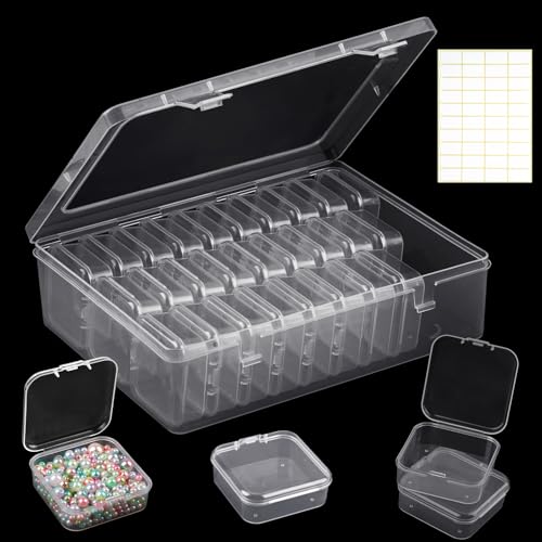 Urker 30 Stk Aufbewahrungsbox Klein 5.5x5.5x2cm und 1 Stk Große Aufbewahrungsboxen mit Deckel, Kleine Sortierbox aus Klarem Kunststoff, Sortierboxen für Kleinteile Perlen Schmuck Pillen