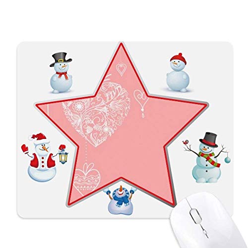 Tapis de souris cœur rose bonhomme de neige et étoiles pour bureau