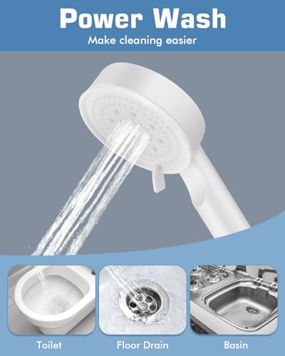 Elethor AAELSH0102 Rv Shower Head And Hose Set, 5 Spray Modes Handheld Shower Head, 1.5M/59Inch Pvc Hose With G1/2 Inch Universal Connector, Shower Head Holder For Rv, Travel Trailer And Camper thumb #2