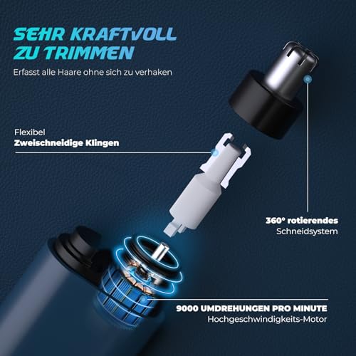 Nasenhaartrimmer, schmerzfreier Nasenhaartrimmer für Männer und Frauen, Typ-C-Ladung,...