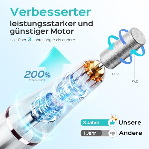 COSLUS Nagelfräser Kabellos Tragbar für Gelnägel: elektrische Nagelfeile stufenloser Geschwindigkeitsregelung für Maniküre Pediküre und Acrylnägel Plastik Nail Drill für Anfänger & Nagelstudio Zuhause