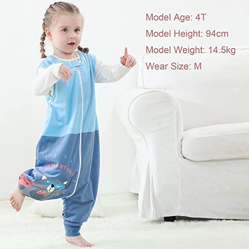 Michley Unisex Baby Wearable Blanket Autumn Winter Toddler Sleeveless Sleeping Bag With Feet,Blueweasel,5-6T #TOP6