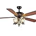 52 Zoll Tropen Deckenventilator Mit Lichtern Mit Lampe Holz Deckenventilator Licht 5 Umkehrbare Palmblattflügel 3 Geschwindigkeiten Premium Deckenventilatoren Restaurant Wohnzimmer Schlafzimmer,D