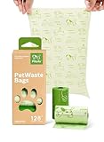 Pikoto Green Dog Poop Bags - 128 Count, 60% Recycled Plastic Unscented Dog Poop Bags - Easy-Peel Sticker, Leak-Proof, Extra Strong & Thick - Perfect for Diapers, Cat Litter (8 Rolls)