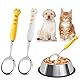 Cosysparks Katzen löffel lang, 2Pcs Edelstahl haustier futter löffel pet can löffel Langer Griff futterlöffel für haustiere für Nassfutter (Gelb und weiß)
